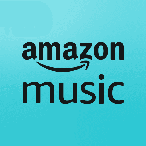 Amazon Music logo on a blue gradient background.